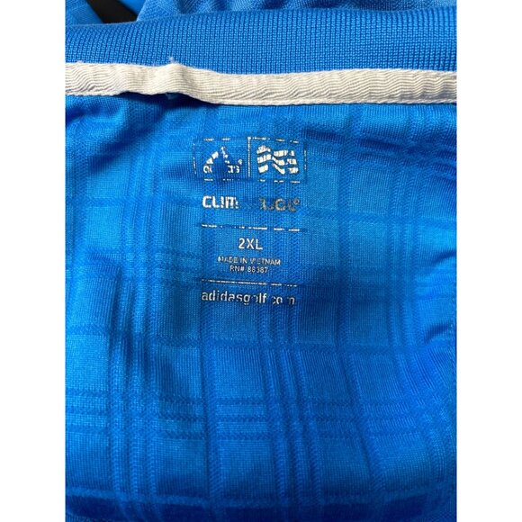 Adidas Golf Mens Blue Polo Shirt 2XL ClimaCool Short Sleeve Plaid Pattern - Picture 4 of 8